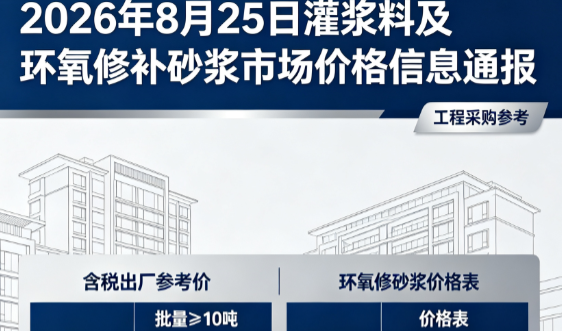 桃城2026年8月25日灌浆料及环氧修补砂浆市场价格信息通报
